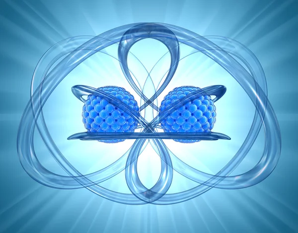 Atom med banor. 3D-bild. — Stockfoto