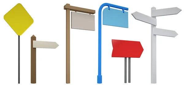 3D Blank signpost collection. Isolated. — Stock Photo, Image
