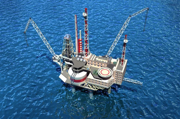 Offshore oljeplattform i havet. 3D-bild — Stockfoto