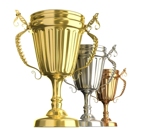 Gekruiste geruite trofee gouden beker, symbolen om te winnen — Stockfoto