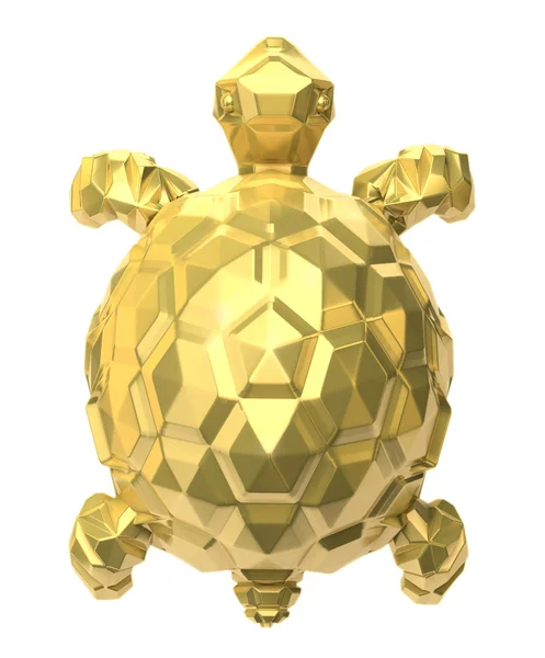 Золотая черепаха на белом. 3D изображение — стоковое фото