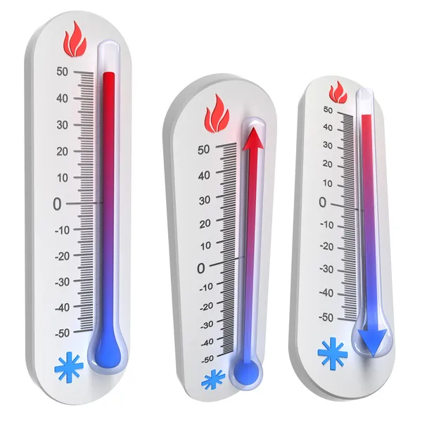 Thermometerkonzepte - Temperaturanstieg und -abfall — Stockfoto