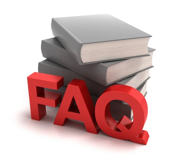 Ícone de FAQ com livros por trás — Fotografia de Stock