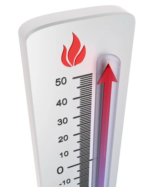 Conceitos do termómetro - aumento da temperatura — Fotografia de Stock