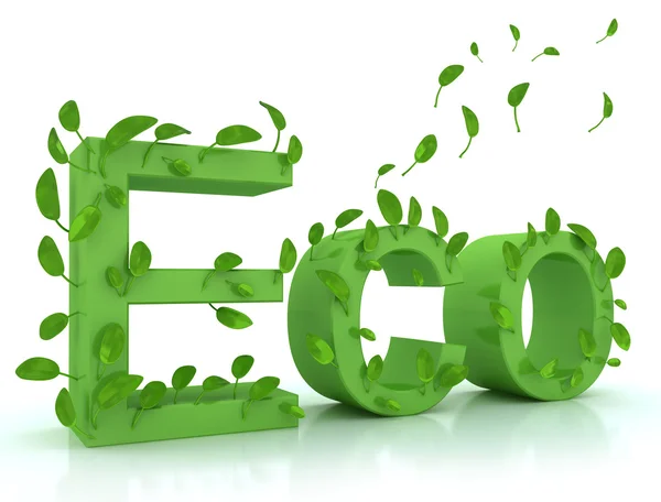 Palavra verde ECO com folhas — Fotografia de Stock