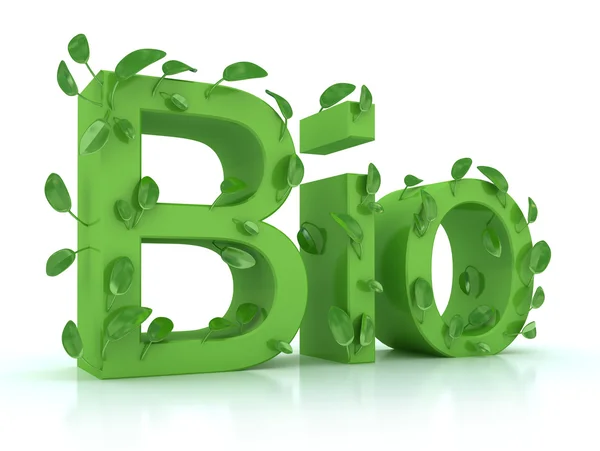Green word BIO, with leaves — Stock Photo, Image