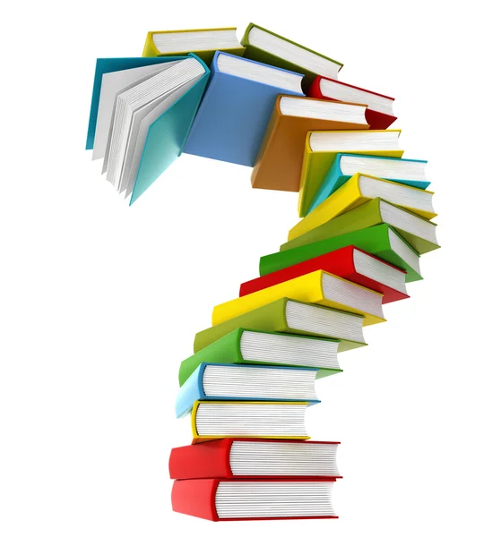 Símbolo da pergunta dos livros coloridos — Fotografia de Stock