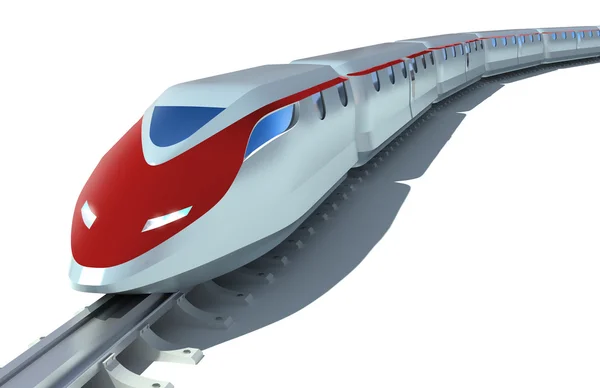 stock image High-speed passenger train over white