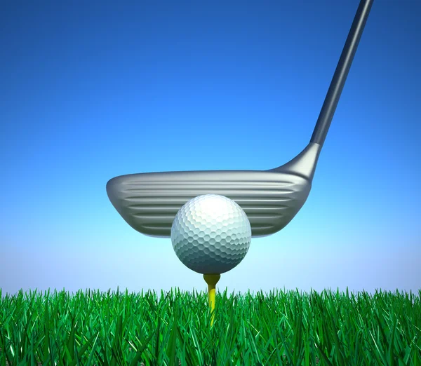 Bola de golfe e tee com dispositivo de destino. Hi qualidade renderização 3D . — Fotografia de Stock