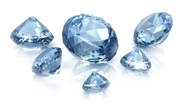 Diamanti incastonati, isolati su bianco — Foto Stock