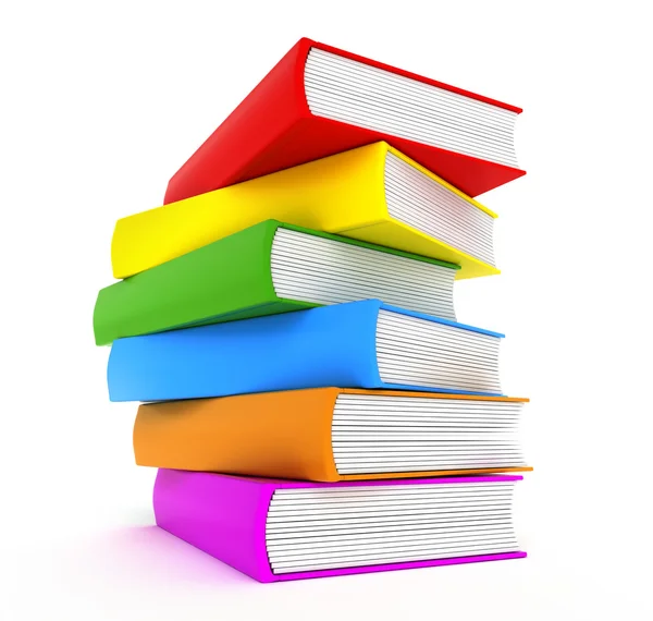 Books rainbow over white — Zdjęcie stockowe