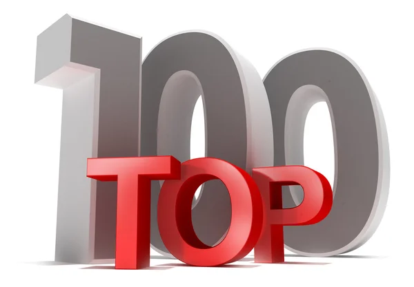 Top 100. Conceito 3D isolado em branco — Fotografia de Stock