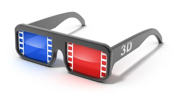 Gafas 3D con concepto de película, aisladas en blanco —  Fotos de Stock