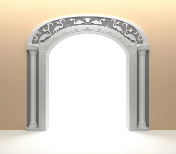 Arched Door with vintage decoration. 3D render. — Stock Photo, Image