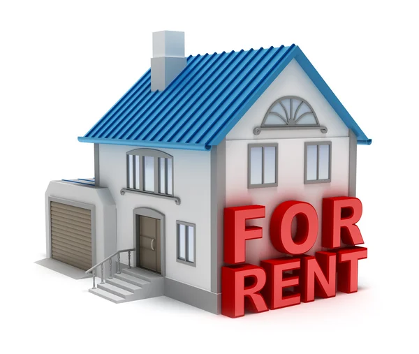 Home for rent. 3D concept isolated on white — Stock Photo, Image