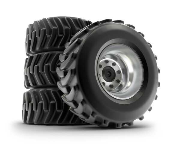 Tractor heavy wheels set isolated on white