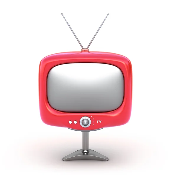Красный ретро телевизор. Изолированный на белом фоне — стоковое фото