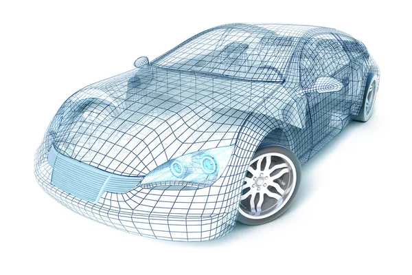 Autodesign, Wireframe-Modell. — Stockfoto
