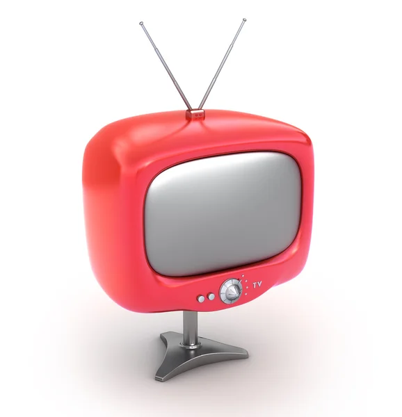 Roter Retro-Fernseher. isoliert auf weißem Hintergrund. mein eigener Entwurf — Stockfoto