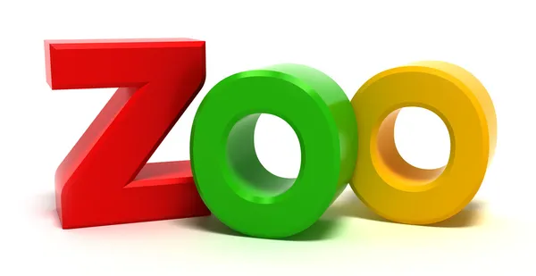 Palabra zoológico con letras de colores. Concepto 3D sobre fondo blanco . —  Fotos de Stock