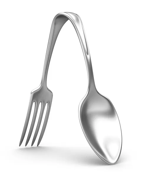 Cuillère et fourchette hybride. Concept 3D — Photo