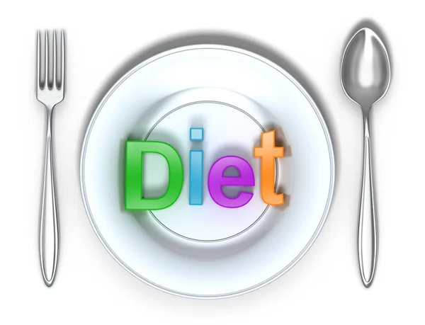 Dieta: Kolorowe słowa i koncepcja na białym tle 3d — Zdjęcie stockowe