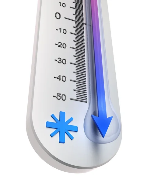 Термометр: снижение температуры — стоковое фото