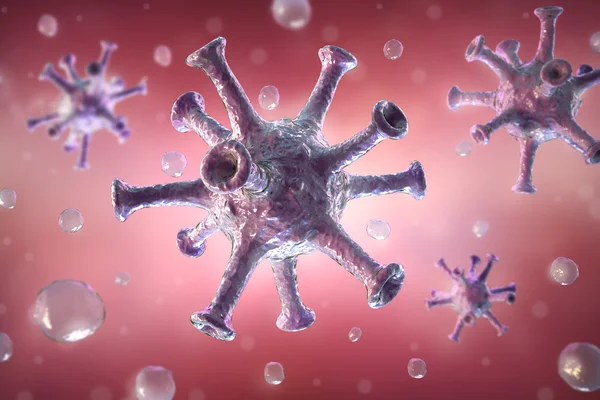 Wirus organizmu pod mikroskopem. koncepcja 3D — Zdjęcie stockowe