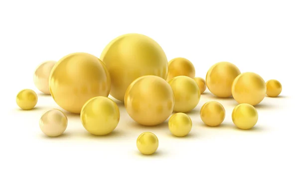 Goldene Perlen auf weißem Grund. — Stockfoto