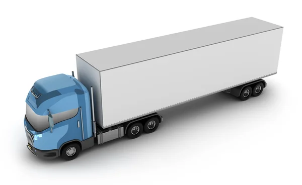 貨物コンテナーと、白の 3 d イメージ上に分離されて近代的なトラック. — ストック写真