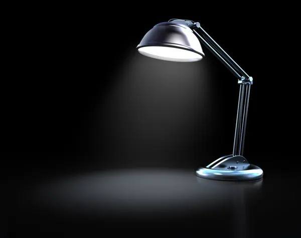 Bureaulamp in een donker. 3D-beeld. — Stockfoto