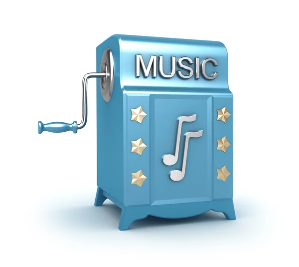 Music box - retro player , 3D image isolated on white. — Stock Photo, Image