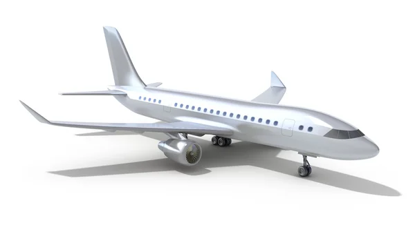 Uçak beyaz zemin üzerinde. 3D görüntü — Stok fotoğraf
