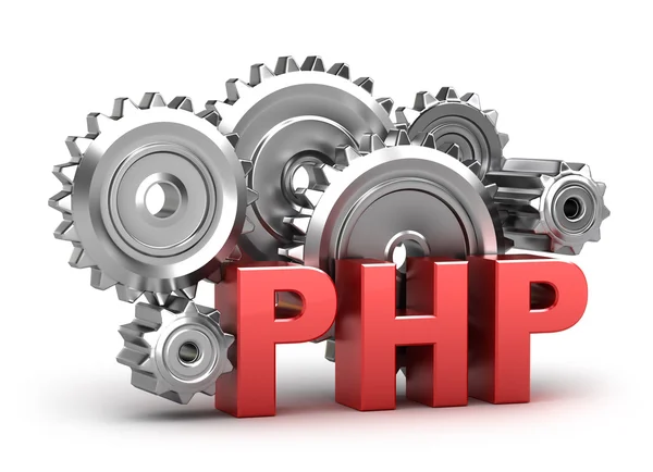 Koncepcja kodowania PHP na biały — Zdjęcie stockowe