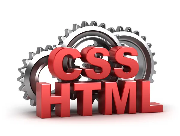 HTML, css κωδικοποίηση έννοια σε λευκό — Φωτογραφία Αρχείου