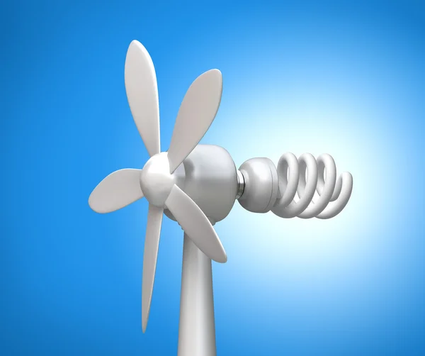 Windgenerator und moderne Lampe. — Stockfoto