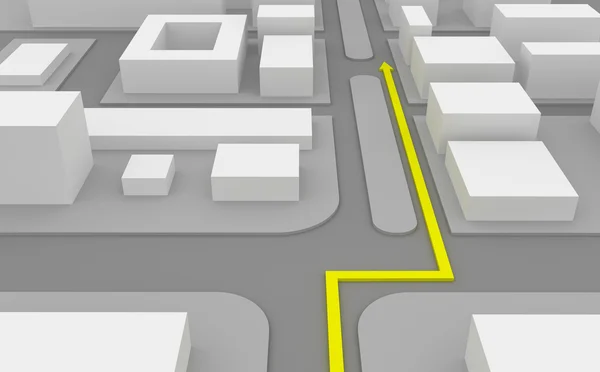Navigering rutten på 3d-karta — Stockfoto