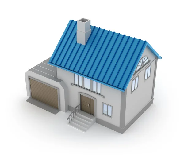 Concept van huis met garage bovenaanzicht geïsoleerd op wit — Stockfoto
