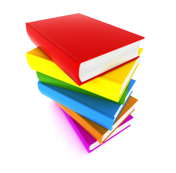 Libros arco iris sobre blanco — Foto de Stock