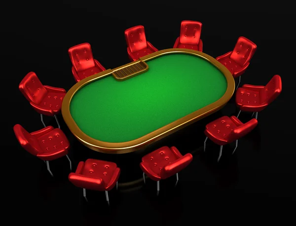 Poker table with chairs top side view isolated — Stock Photo, Image