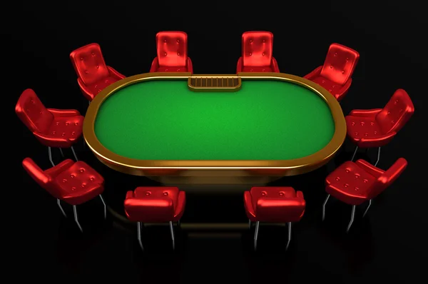 Pokerový stůl s výhledem na horní straně židle izolované — Stockfoto