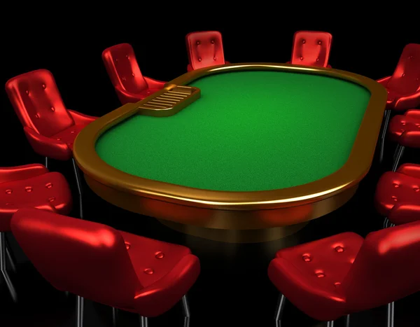 Tavolo da poker con sedie vista laterale superiore isolato — Foto Stock