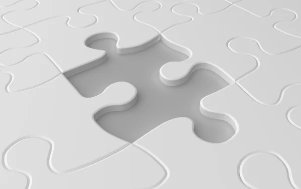 Missing puzzle piece concept in white colors — Stock Photo, Image