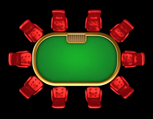 Table de poker avec chaises vue latérale supérieure isolée — Photo