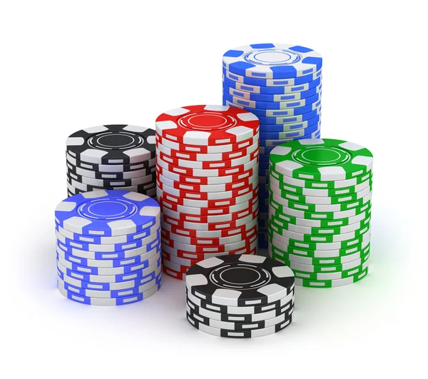 Poker chips - isolated on white — Stock Photo, Image