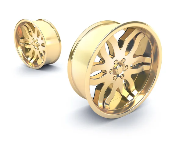 Концепция золотых колес. Изолированные на белом — стоковое фото