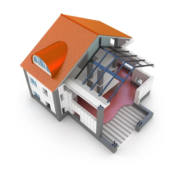 Kleines Einfamilienhaus. 3D-Bild — Stockfoto