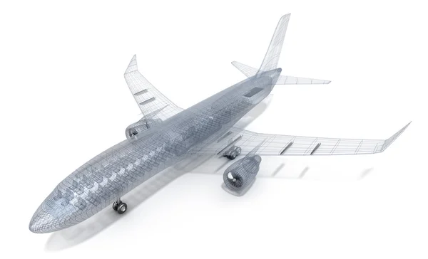 Vliegtuig draad model, geïsoleerd — Stockfoto