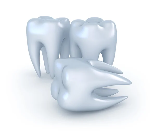 Dentes no fundo branco. Imagem 3D . — Fotografia de Stock