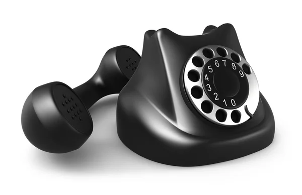Teléfono retro negro, vista frontal. Aislado . — Foto de Stock
